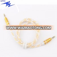 Double colours aluminum alloy shell audio video cable 3.5mm male to male aux cable