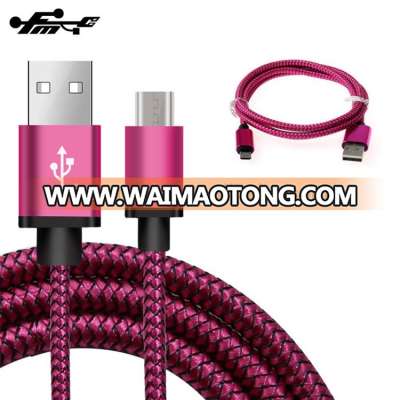 Wholesale Al alloy USB Material micro usb 2A cable braided