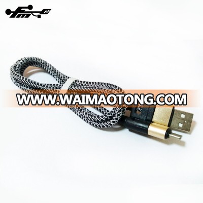 Metal Shell Fabric Nylon Braided USB Data cable Charger