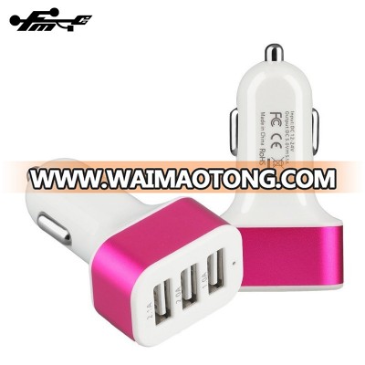 3 port USB Car Charger Adapte2A Car Charger for iphone and samsung phone