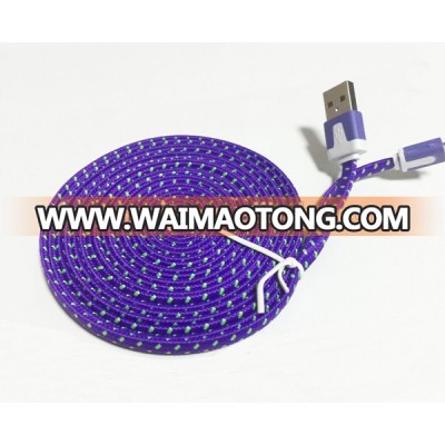 For iphone Samsung Mobile Phone Strong Fabric Braided Micro USB Data Sync Charger Cable