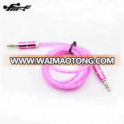 High quality colorful jelly headphones audio extension cable 3.5 mm stereo audio line mobile phone